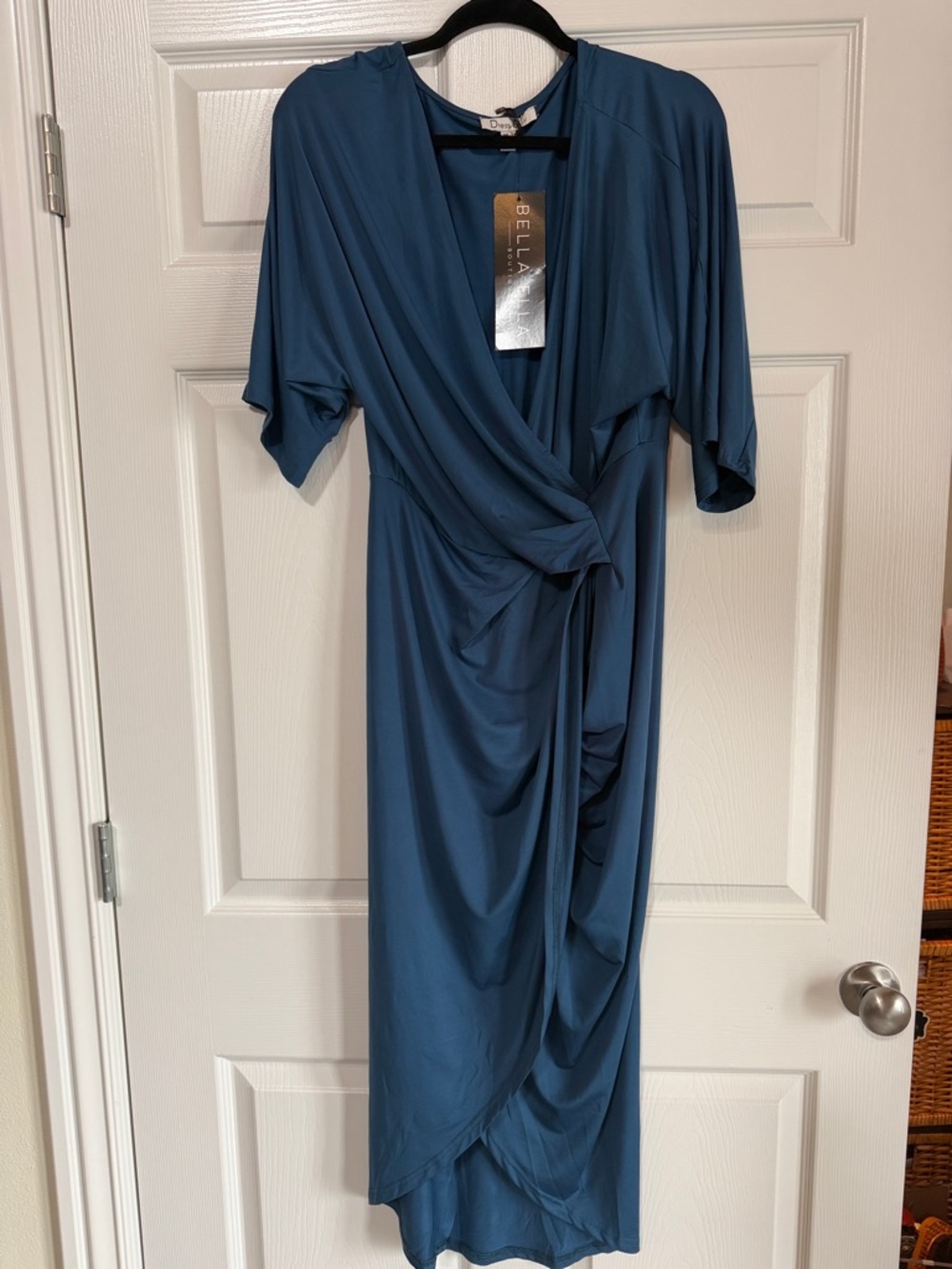 Bella Ella Boutique Faux Wrap Dress XL Indigo Blue NWT